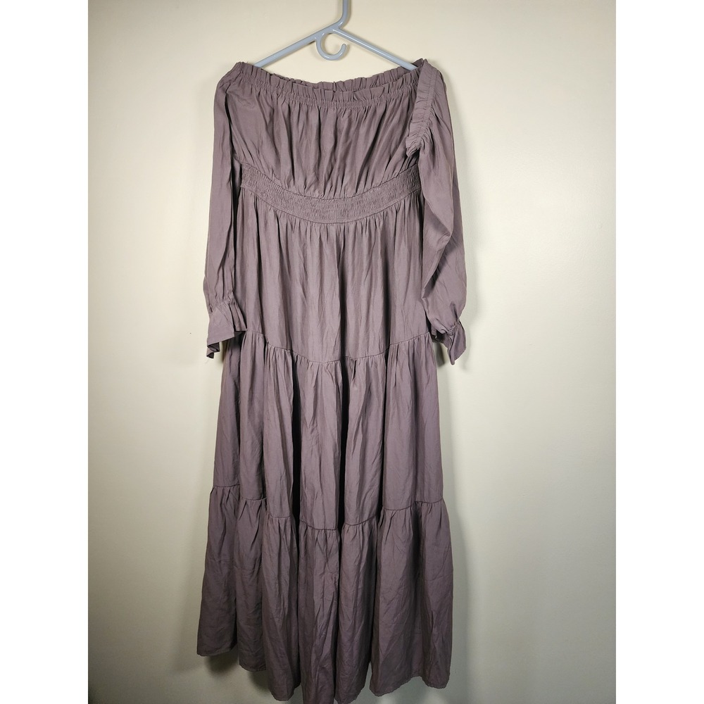 Zesica Maxi Dress Cottagecore Renaissance Prairie Peasant Boho Fall Brown Sz. L